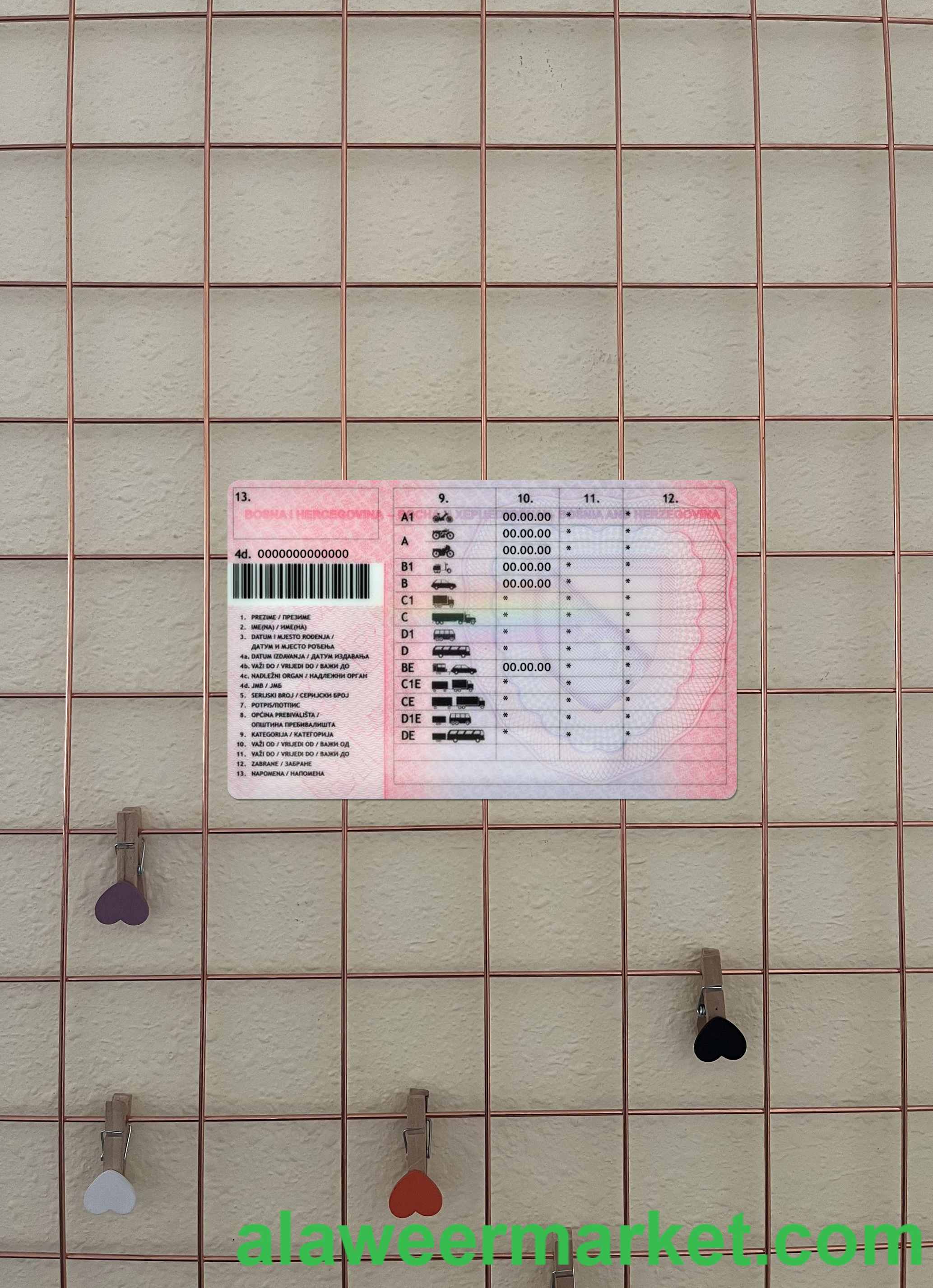 Bosnia and Herzegovina driving license version 2 photolook back